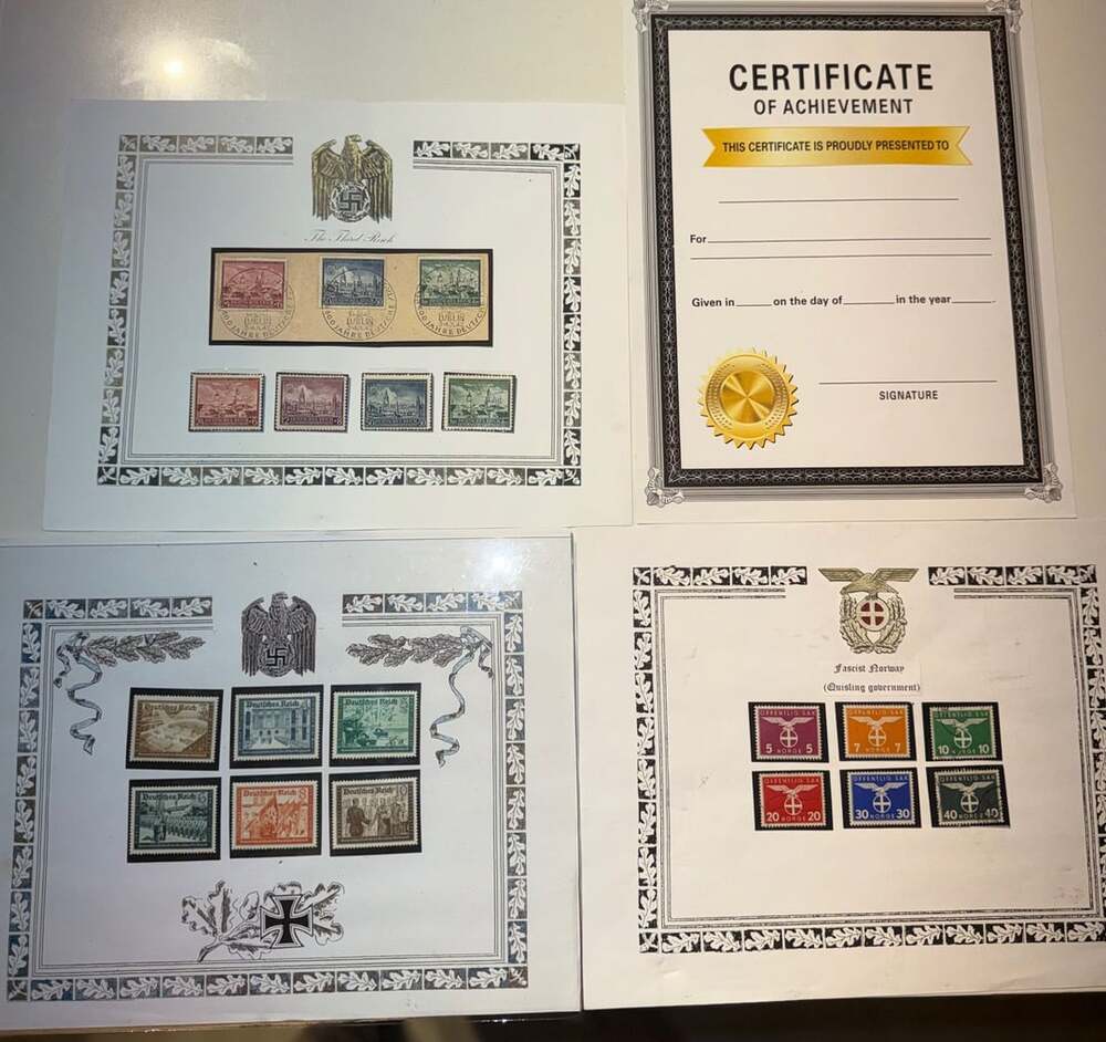 Vintage Third Reich And Fascist Norway Postage Stamp Collection